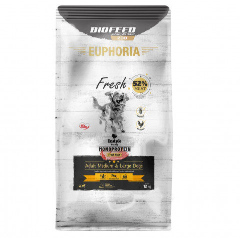 BIOFEED Euphoria Fresh Adult Medium & Large Monoprotein Turkey - trockenfutter für Hunde - 12kg - Fotogalerie 1