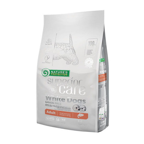 NATURE'S PROTECTION Superior Care White Dogs Grain Free Junior Small Białoryba – Trockenfutter für Welpen – 1,5 kg - Fotogalerie 1