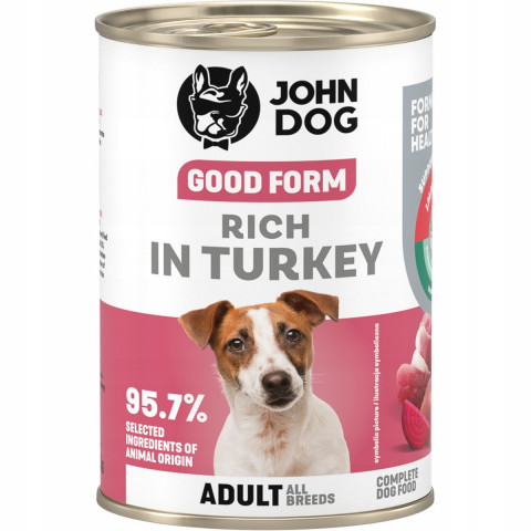 JOHN DOG Good form Rich in turkey - Nassfutter für Hunde - 400g - Fotogalerie 1