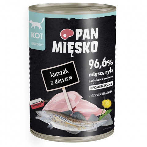 PAN MIĘSKO Chicken with cod - nassfutter für Katzen - 400g - Fotogalerie 1