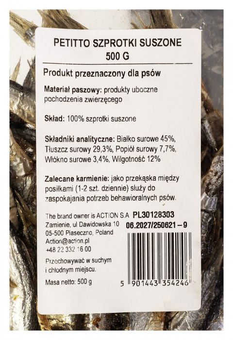 PETITTO Dried sprats - leckerli für hunde - 500g - Fotogalerie 4