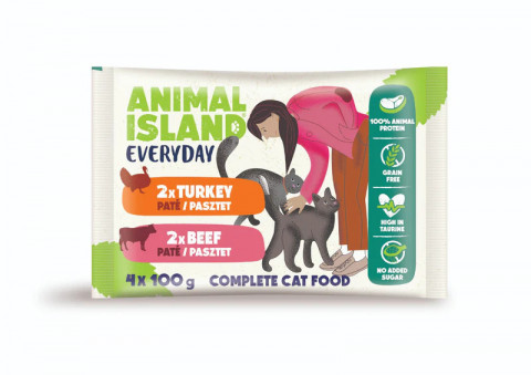 ANIMAL ISLAND Pate Beef / Turkey - nassfutter für Katzen - 4x100g - Fotogalerie 1
