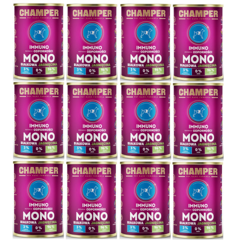 CHAMPER Immuno Monoprotein Lamm – Nassfutter für Hunde – 12×400 g - Fotogalerie 1