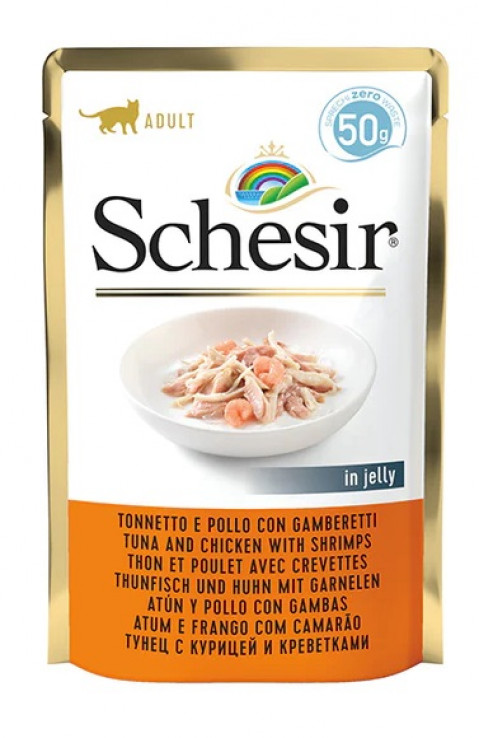 SCHESIR in jelly Tuna and chicken with shrimps - nassfutter für Katzen - 50 g - Fotogalerie 1