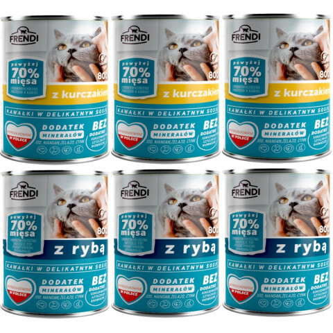 FRENDI Stücke in Soße MIX Geschmacksrichtungen - Nassfutter für Katzen - 6x800g - Fotogalerie 1