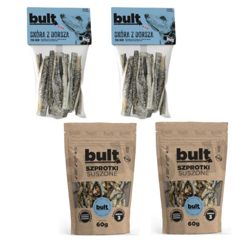 BULT Bio-MIX aus getrockneten Meersprotten und Dorschhaut – Leckerli für Hunde – 2x50g + 2x60g - Fotogalerie 1