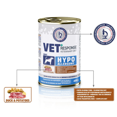 VET RESPONSE Hypoallergenic Duck - Nassfutter für Hunde - 400g - Fotogalerie 4