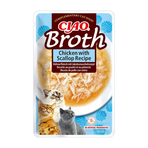 INABA Ciao Broth with chicken, salmon, tuna and scallop - Katze behandeln - 10x40g - Fotogalerie 4
