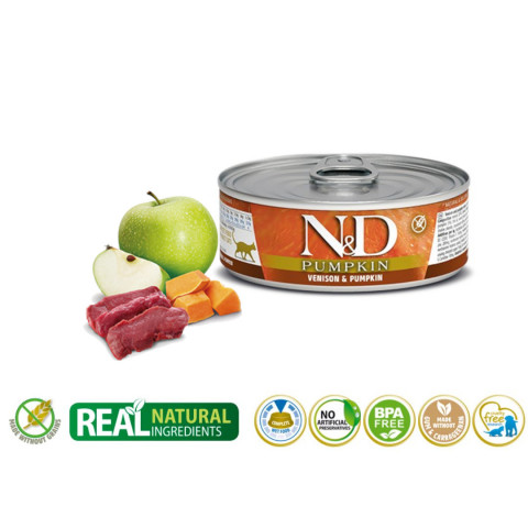 FARMINA N&D Pumpkin Venison & Pumpkin – Nassfutter für Katzen – 6 x 70 g - Fotogalerie 2