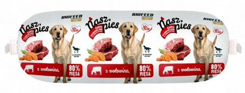 BIOFEED Nasz Pies Fleischwurst Mix 2 Sorten – Nassfutter für Hunde – 29x1 kg - Fotogalerie 2