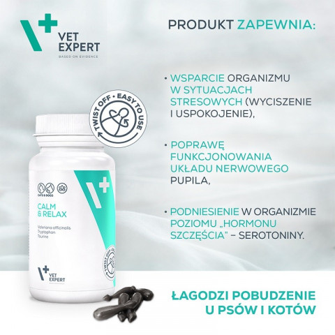 VET EXPERT Calm&Relax – Präparat gegen Stresssymptome für Hunde und Katzen – 30 Kapseln. - Fotogalerie 3
