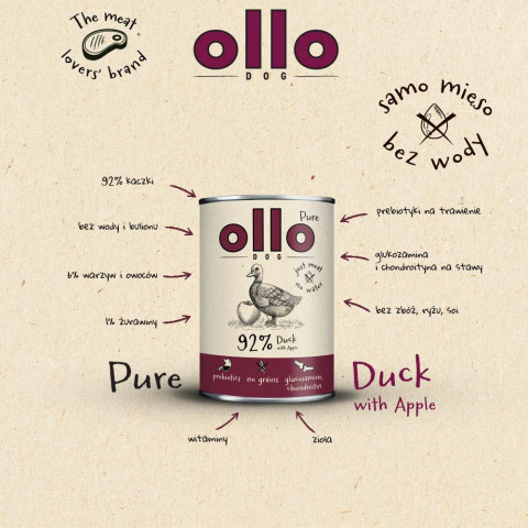 OLLO Pure Duck with apple - Nassfutter für Hunde - 400g - Fotogalerie 3