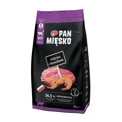 PAN MIĘSKO Veal with shrimps S - trockenfutter für Katzen - 1,6kg - Fotogalerie 1