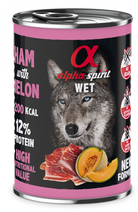 ALPHA SPIRIT WET Schinken mit Melone – Nassfutter für Hunde – 400 g - Fotogalerie 1