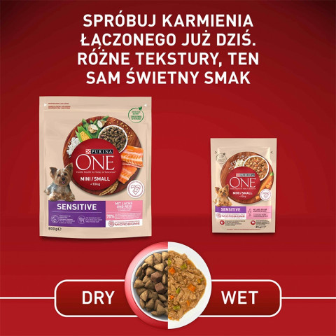 PURINA One Mini/Small Sensitive Lachs, Reis - Trockenfutter für Hunde - 800 g - Fotogalerie 6