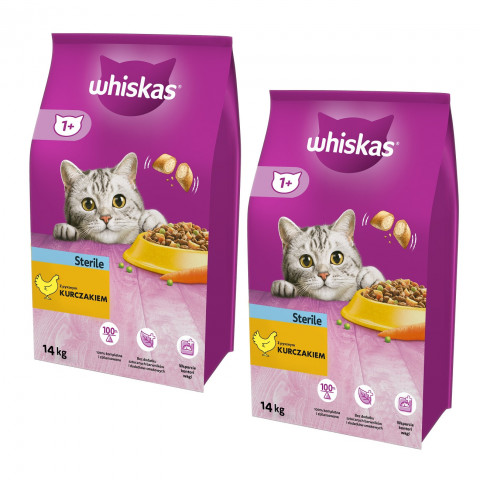 WHISKAS Sterile mit Huhn – Trockenfutter für sterilisierte Katzen – 2×14 kg - Fotogalerie 1