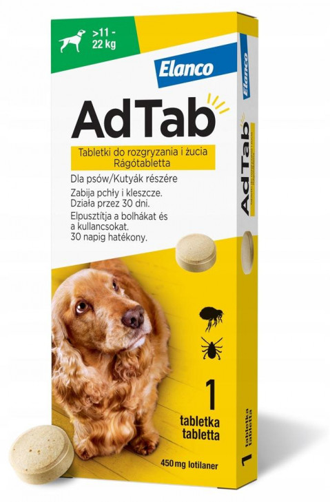ELANCO AdTab Floh- und Zeckentabletten für Hund (>11-22 kg) - 1x 450mg - Fotogalerie 1