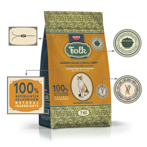 FOLK Masurian-style rabbit and roe deer stew with beets and cranberries - trockenfutter für Katzen - 7kg - Fotogalerie 4