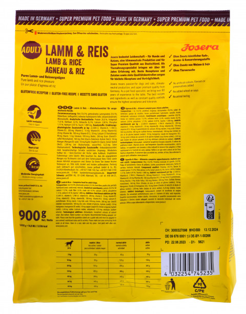 JOSERA Adult Lamb with rice - Trockenfutter für Hunde - 12x900 g - Fotogalerie 4