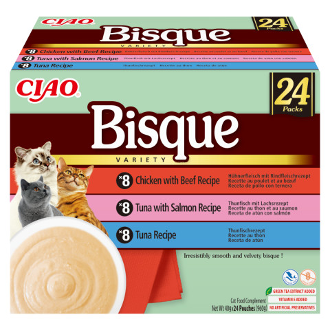 INABA Ciao Bisque Creamy soup with tuna, chicken, beef and salmon - Katze behandeln - 24x40g - Fotogalerie 1