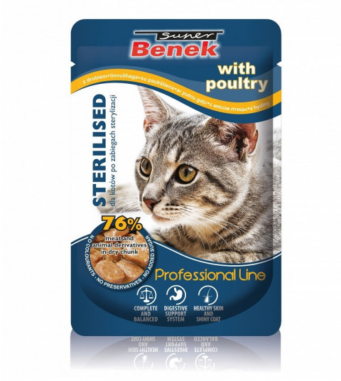 SUPER BENEK Sterilised with poultry - Nassfutter für Katzen - 100g - Fotogalerie 1