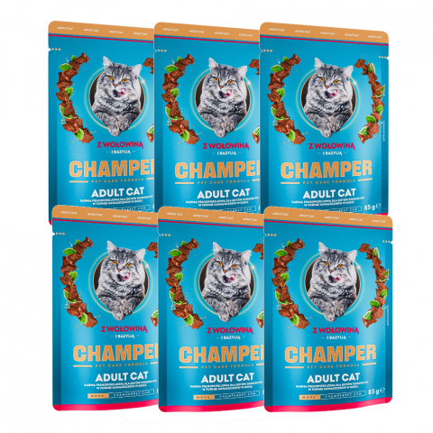 CHAMPER Rind mit Basilikum - Nassfutter für Katzen - 6x85 g - Fotogalerie 1