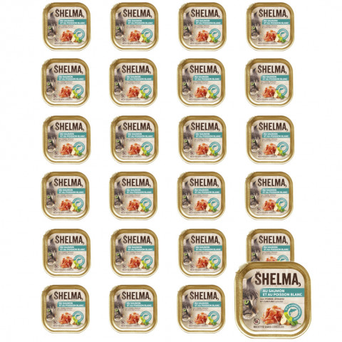 SHELMA Salmon and white fish pate - nassfutter für Katzen - 24x100g - Fotogalerie 1