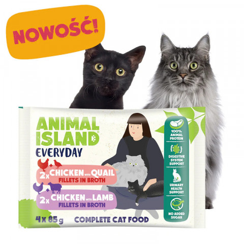 ANIMAL ISLAND Chicken / Quail & Chicken / Lamb Fillets in broth - nassfutter für Katzen - 4x85g - Fotogalerie 2