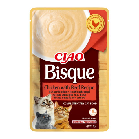 INABA Ciao Bisque Creamy soup with chicken, beef and fish - Katze behandeln - 24x40g - Fotogalerie 3