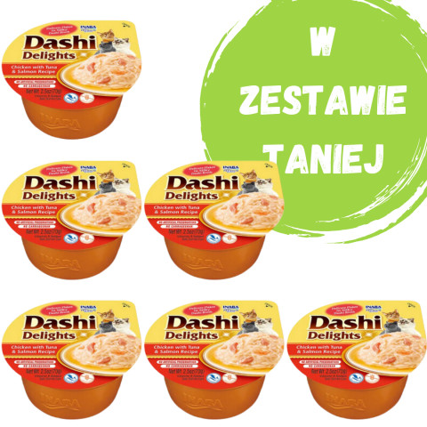 INABA Dashi Delights Huhn mit Thunfisch und Lachs in Brühe – Delikatesse für Katzen – 3x70 g + 1x70 g Gratis! - Fotogalerie 1