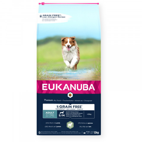 EUKANUBA Grain Free Adult Small&Medium Lamb - trockenfutter für Hunde - 12kg - Fotogalerie 1