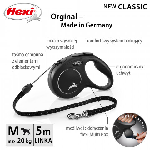 Flexi New CLASSIC 5 m Schwarz Hund Rückziehbare Leine - Fotogalerie 4