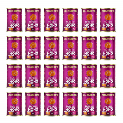 CHAMPER Coat & Skin Monoprotein Rind – Nassfutter für Hunde – 24×400 g - Fotogalerie 1