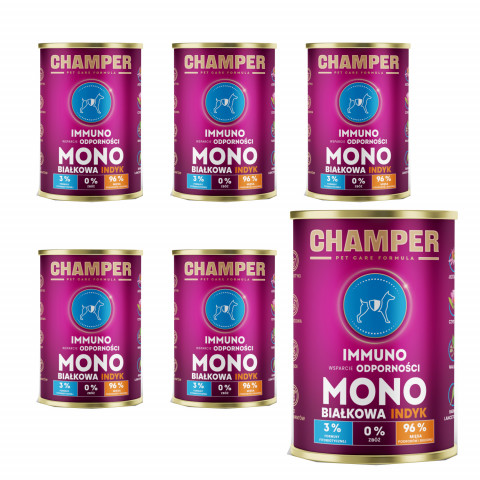 CHAMPER Immuno Monoprotein Pute – Nassfutter für Hunde – 6×400 g - Fotogalerie 1