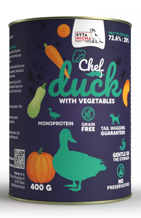 SYTA MICHA Chef Duck with vegetables - nassfutter für Hunde - 400g - Fotogalerie 1