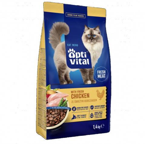 OPTIVITAL With fresh chicken - trockenfutter für Katzen - 1,4kg - Fotogalerie 1