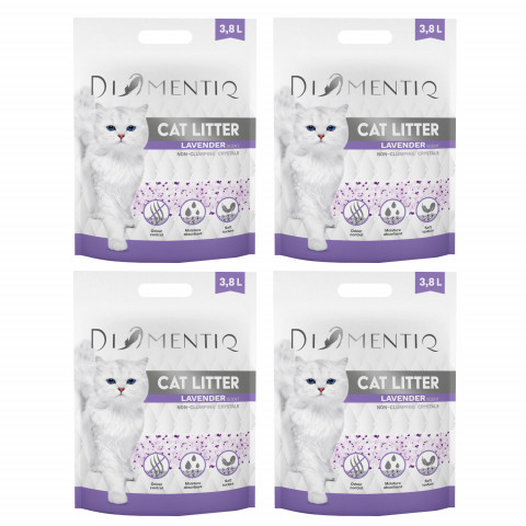 DIAMENTIQ Lavender Silikon-Katzenstreu, nicht klumpend – 4×3,8 l - Fotogalerie 1