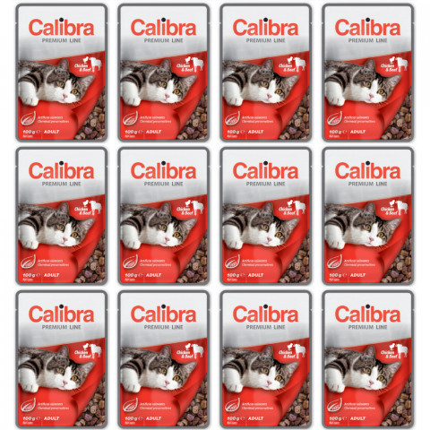 CALIBRA Cat Premium Adult Chicken & Beef - Nassfutter für Katzen - 12x100g - Fotogalerie 1