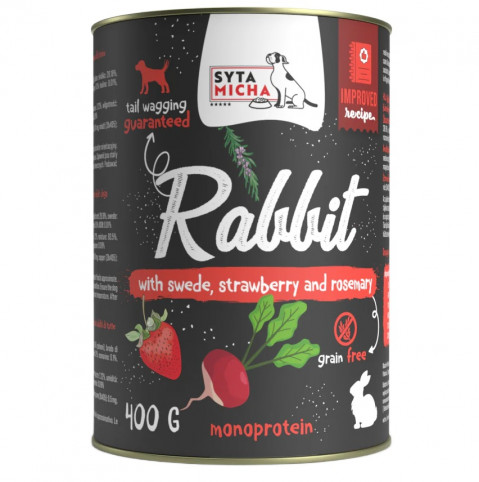 SYTA MICHA Chef Rabbit with turnip, strawberry and rosemary - Nassfutter für Hunde - 400g - Fotogalerie 1