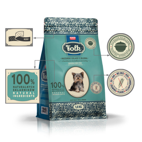 FOLK Small breeds Traditional masurian venison stew with beets and cranberries - trockenfutter für Hunde - 1,6kg - Fotogalerie 4