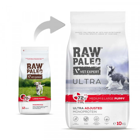 RAW PALEO Ultra Medium&Large Puppy Beef – Trockenfutter für Welpen – 10 kg - Fotogalerie 6