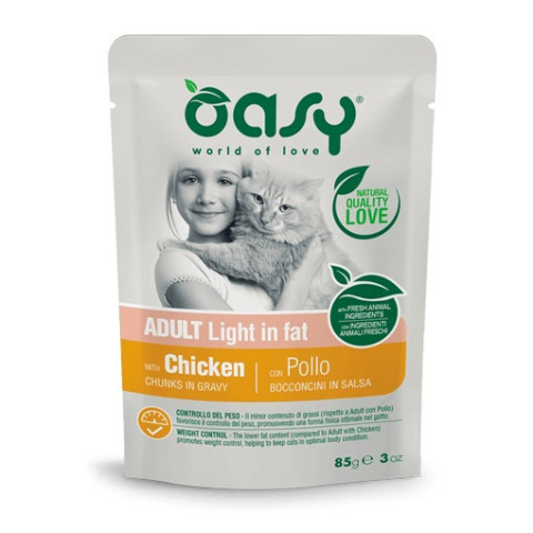OASY Chunks in gravy Light in Fat Chicken - nassfutter für Katzen - 85g - Fotogalerie 1