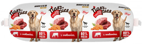 BIOFEED Nasz Pies Fleischwurst mit Rind – Nassfutter für Hunde – 6x1 kg - Fotogalerie 3