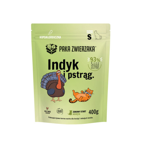 PAKA ZWIERZAKA Kitten Turkey with trout S - trockenfutter für Katzen - 400g - Fotogalerie 1