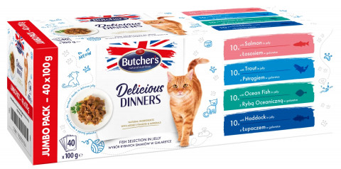 BUTCHER'S Delicious Dinners Jumbo Pack Mix Fish selection in jelly - nassfutter für Katzen - 40 x 100g - Fotogalerie 3
