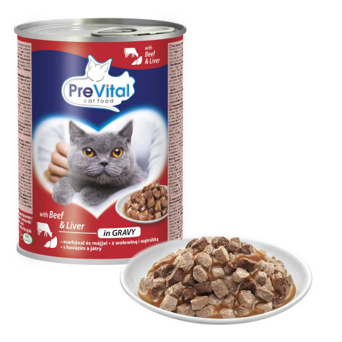 PREVITAL Cat Food mit Rindfleisch und Leber in Soße - Nassfutter für Katzen - 415 g - Fotogalerie 4