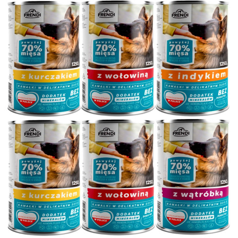 FRENDI Stücke in feiner Soße MIX Geschmacksrichtungen - Nassfutter für Hunde - 6x1250g - Fotogalerie 1