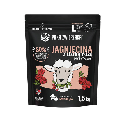 PAKA ZWIERZAKA Puppy Lamb with wild rose L - trockenfutter für Hunde - 1,5kg - Fotogalerie 1