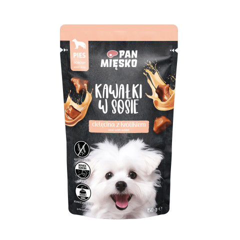 PAN MIĘSKO Pieces in sauce Veal with rabbit - Nassfutter für Hunde - 150g - Fotogalerie 1