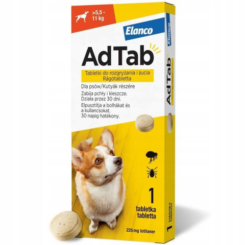 ELANCO AdTab Floh- und Zeckentabletten für Hund (>5,5-11 kg) - 1x 225mg - Fotogalerie 1